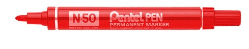 Pentel N50B Red Bullet Point Permanent Ink Marker Box 12
